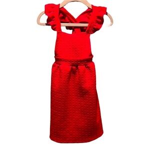 Heart & Arrow Red Embossed Style Fabric Jumper Dress Size 2T